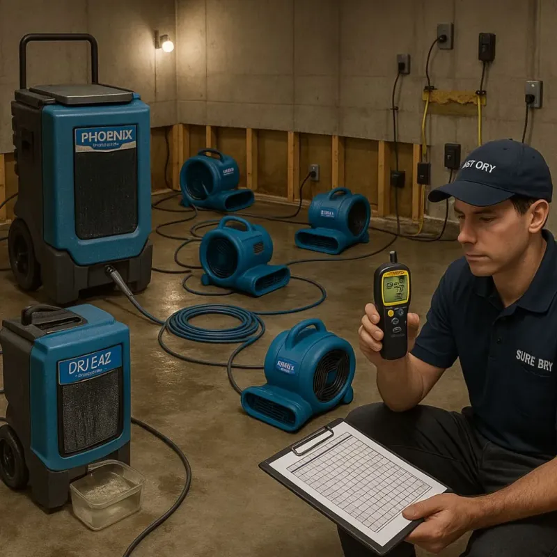 Structural Drying and Dehumidification process in Alvord, TX